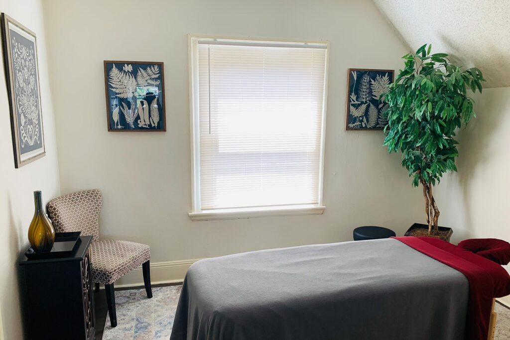 Light and Airy Treatment Room Private massage treatment room at Precision Healing in Portland, Oregon